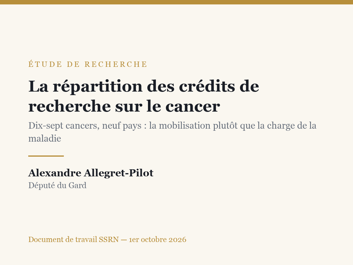 Couverture de l'étude sur la répartition des crédits de recherche sur le cancer